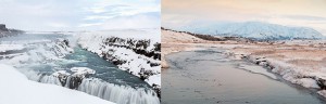 Gulfoss Golden Falls waterfall Iceland in winter
