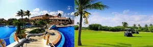 a fish-eye view of a luxury all inclusive beach resort in Cancun Mexico