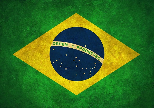 flag of brazil with green background, yellow diamond and blue circle