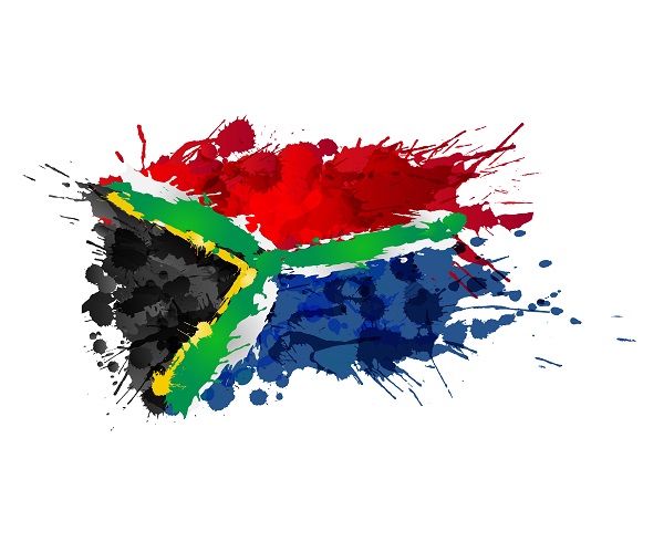 South African flag made of colorful splashes