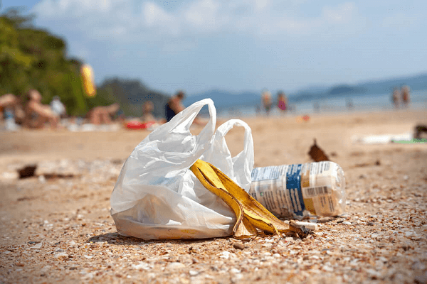rubbish on a beach